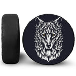 Navy And White Wolf Print Leather Spare Tire Cover