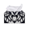 Navy And White Wolf Print Leather Tissue Box Cover