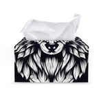 Navy And White Wolf Print Leather Tissue Box Cover