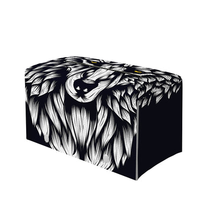 Navy And White Wolf Print Leather Tissue Box Cover