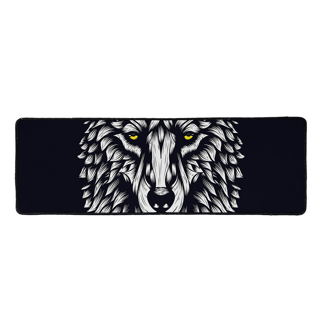 Navy And White Wolf Print Long Kitchen Mat