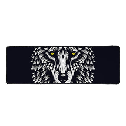Navy And White Wolf Print Long Kitchen Mat