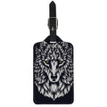 Navy And White Wolf Print Luggage Tag
