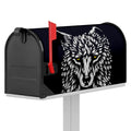 Navy And White Wolf Print Mailbox Cover