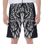 Navy And White Wolf Print Men's Beach Shorts