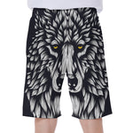 Navy And White Wolf Print Men's Beach Shorts