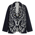 Navy And White Wolf Print Men's Blazer