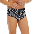 Navy And White Wolf Print Men's Briefs