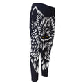 Navy And White Wolf Print Men's Compression Pants