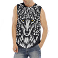 Navy And White Wolf Print Men's Fitness Tank Top