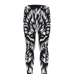 Navy And White Wolf Print Men's leggings
