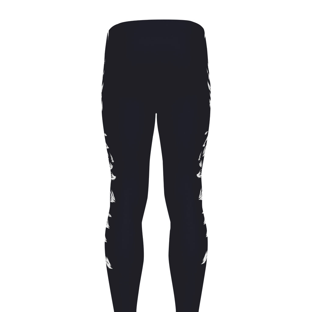 Navy And White Wolf Print Men's leggings