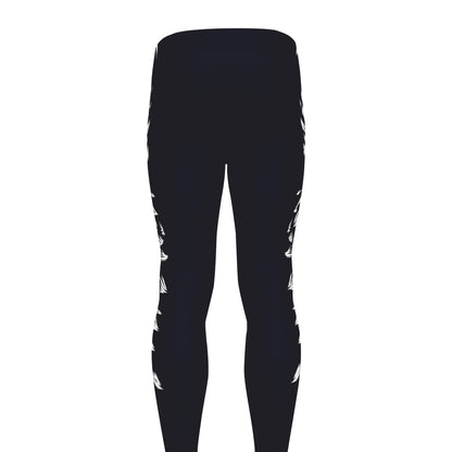 Navy And White Wolf Print Men's leggings