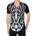 Navy And White Wolf Print Men's Shirt