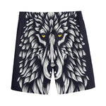 Navy And White Wolf Print Men's Sports Shorts