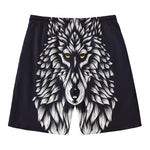 Navy And White Wolf Print Men's Swim Trunks