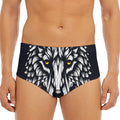 Navy And White Wolf Print Men's Triangle Swim Briefs