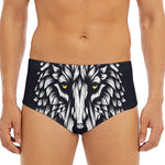 Navy And White Wolf Print Men's Triangle Swim Briefs