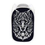 Navy And White Wolf Print Mesh Laundry Hamper