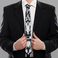 Navy And White Wolf Print Necktie