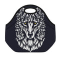 Navy And White Wolf Print Neoprene Lunch Bag