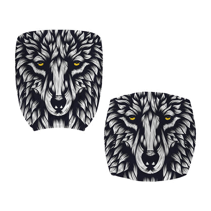 Navy And White Wolf Print Office Chair Cover