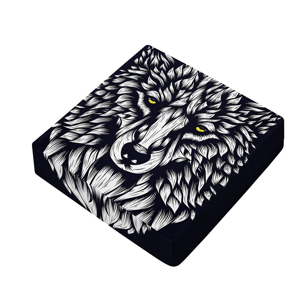 Navy And White Wolf Print Outdoor Seat Cushion Cover