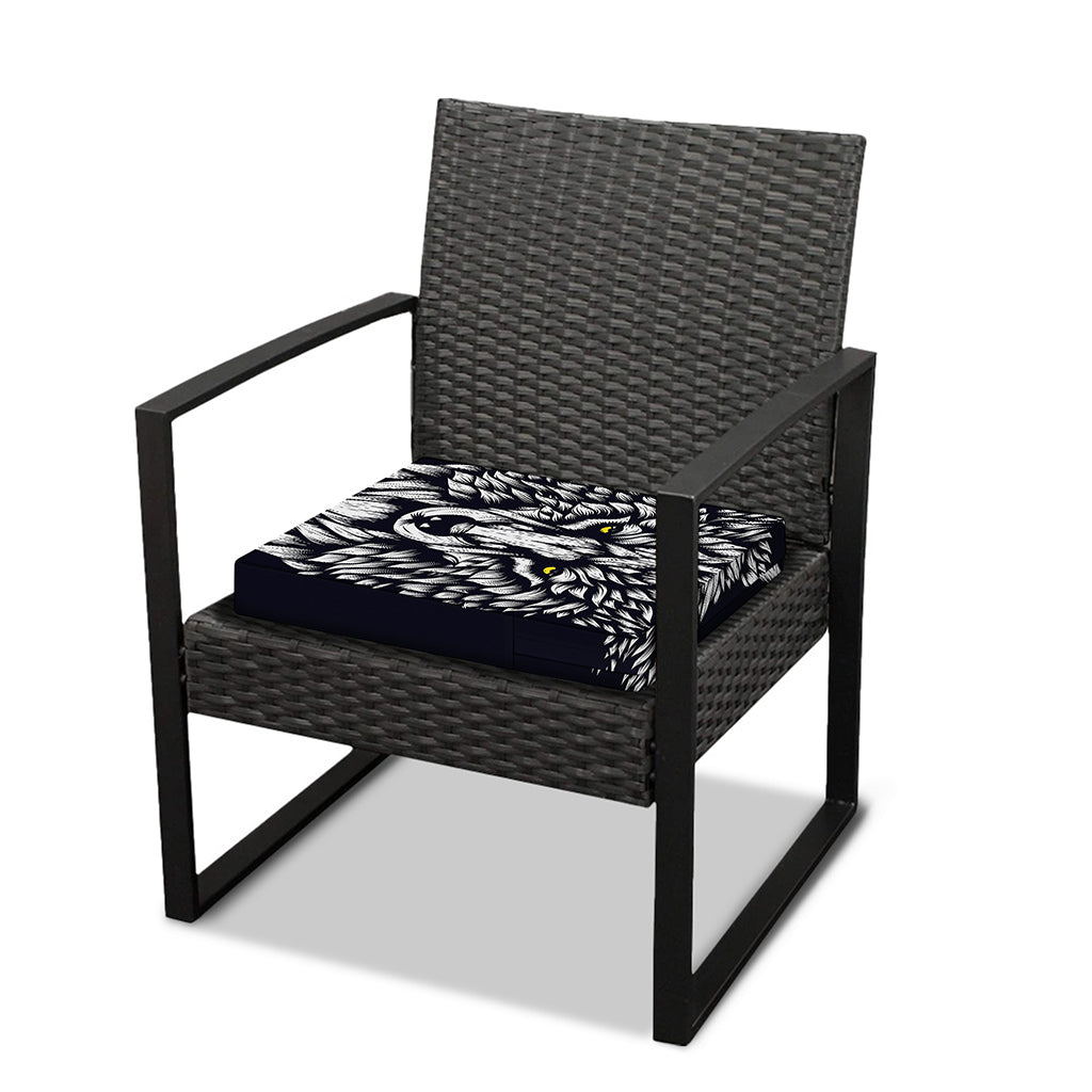 Navy And White Wolf Print Outdoor Seat Cushion Cover