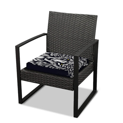 Navy And White Wolf Print Outdoor Seat Cushion Cover