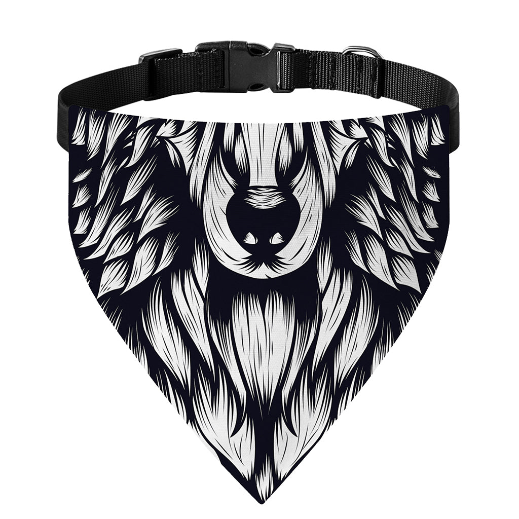Navy And White Wolf Print Over The Collar Dog Bandana