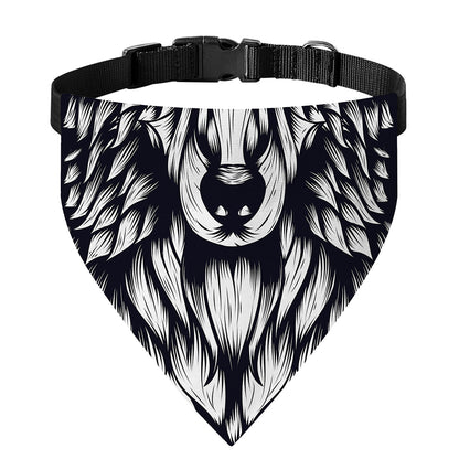 Navy And White Wolf Print Over The Collar Dog Bandana