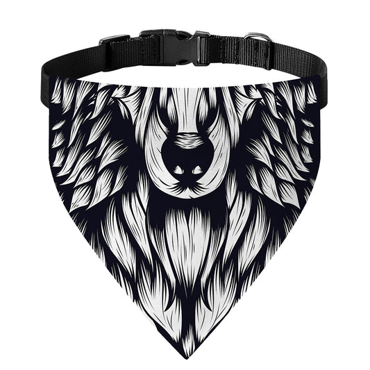 Navy And White Wolf Print Over The Collar Dog Bandana