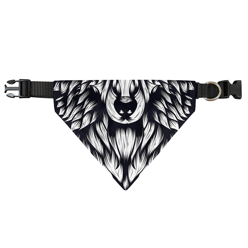 Navy And White Wolf Print Over The Collar Dog Bandana