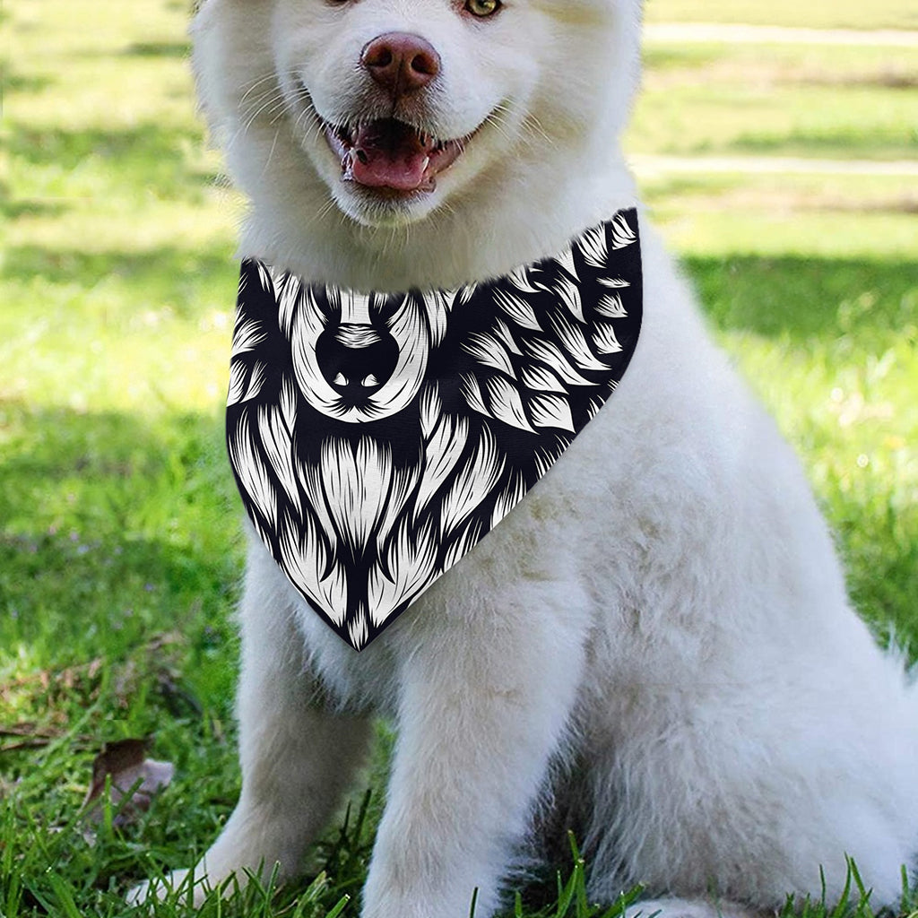 Navy And White Wolf Print Over The Collar Dog Bandana