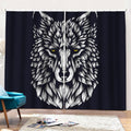 Navy And White Wolf Print Pencil Pleat Curtains