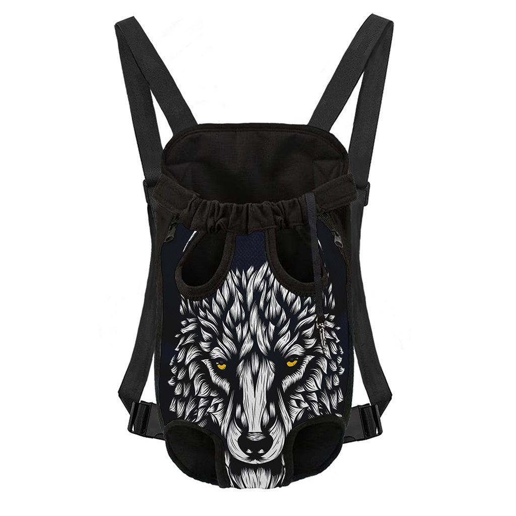 Navy And White Wolf Print Pet Carrier Backpack