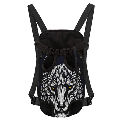 Navy And White Wolf Print Pet Carrier Backpack
