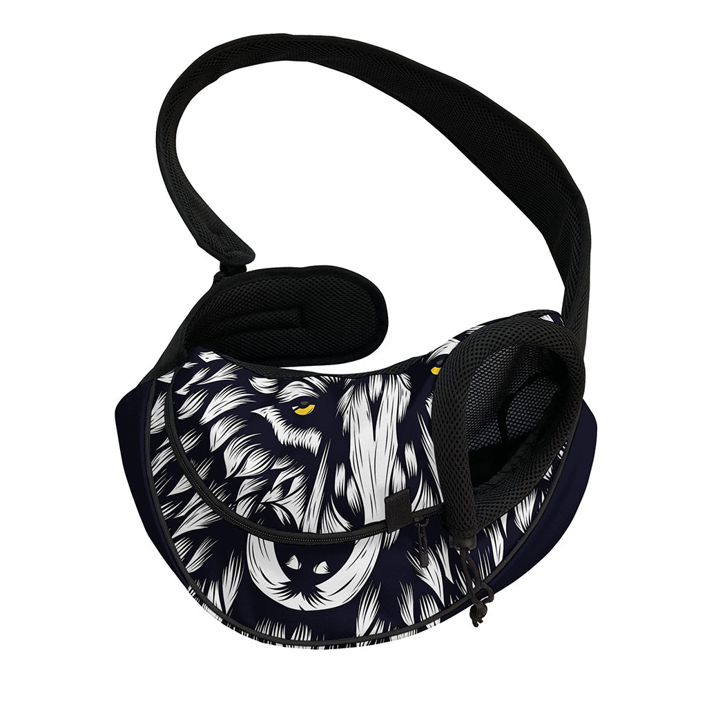 Navy And White Wolf Print Pet Sling Carrier