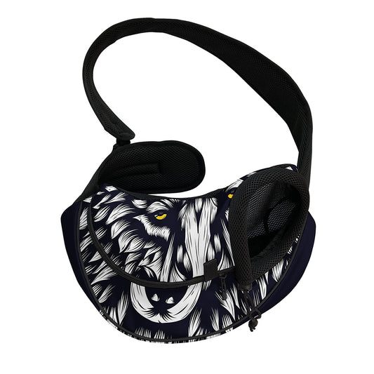 Navy And White Wolf Print Pet Sling Carrier