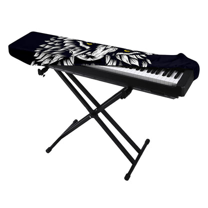 Navy And White Wolf Print Piano Keyboard Cover