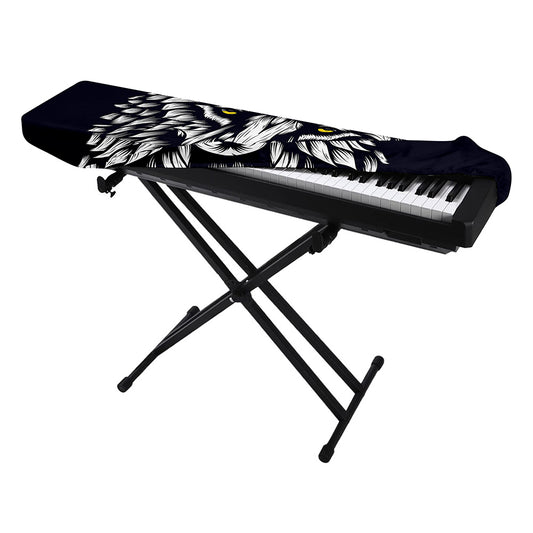 Navy And White Wolf Print Piano Keyboard Cover