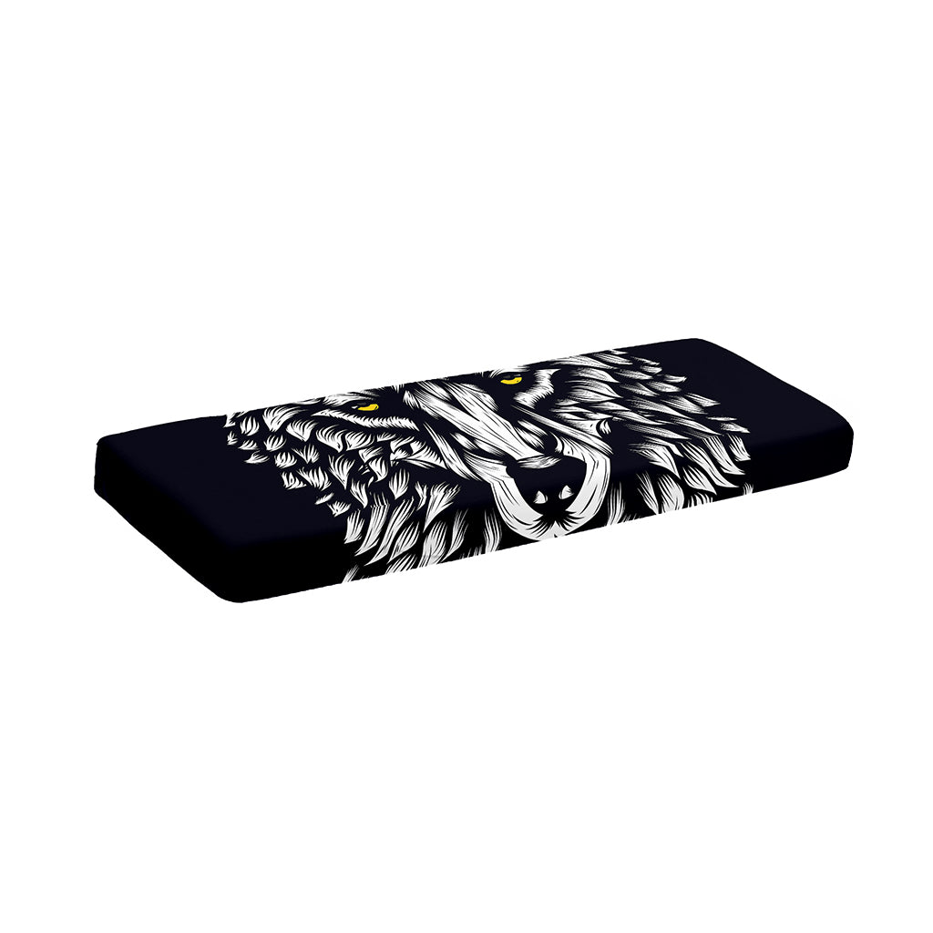 Navy And White Wolf Print Piano Keyboard Cover