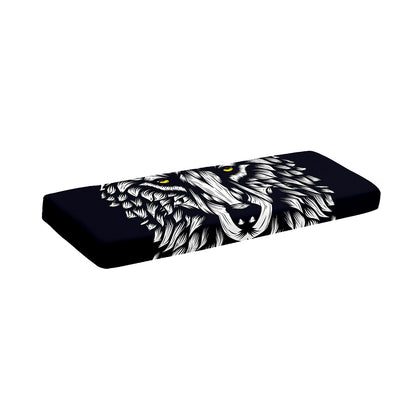 Navy And White Wolf Print Piano Keyboard Cover