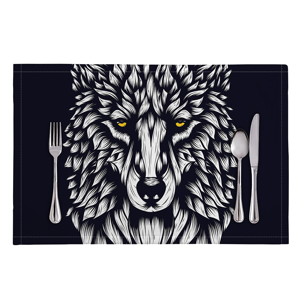 Navy And White Wolf Print Placemat