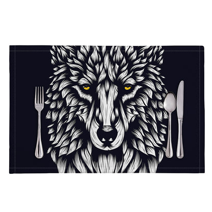 Navy And White Wolf Print Placemat