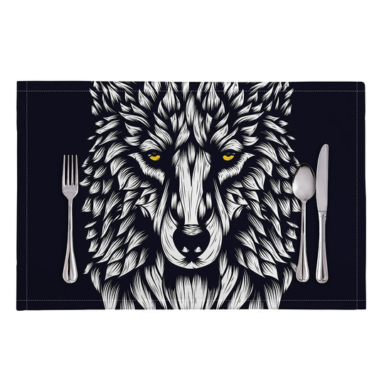 Navy And White Wolf Print Placemat