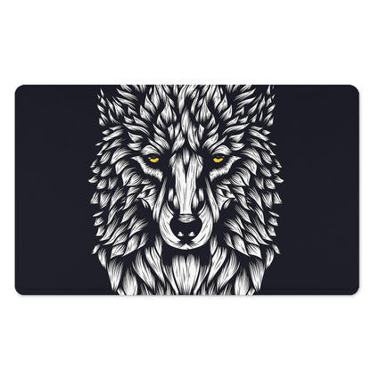 Navy And White Wolf Print Polyester Doormat