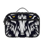 Navy And White Wolf Print Portable Lunch Bag