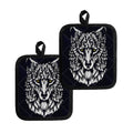 Navy And White Wolf Print Pot Holders