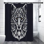 Navy And White Wolf Print Premium Shower Curtain